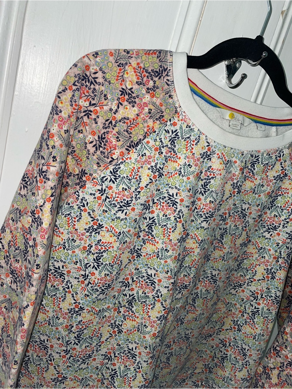 Boden 100% Cotton Floral Print Crewneck Pullover Sweater Size M - Picture 2 of 6